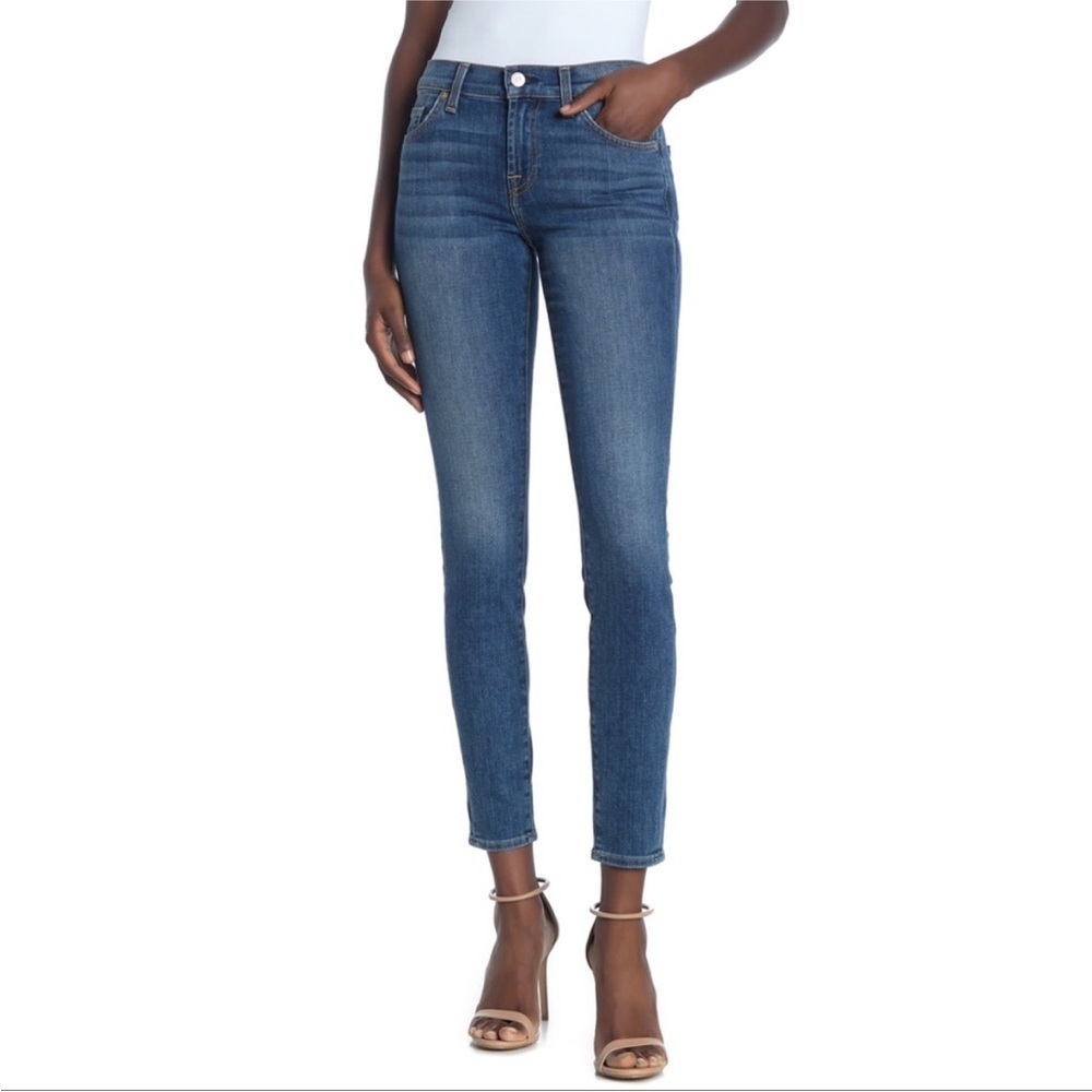 7 For All Mankind Ankle Gwenevere Blue Denim High Rise Skinny Jeans sz 31